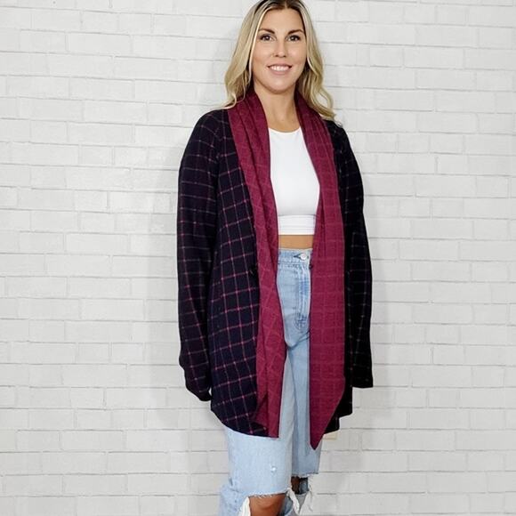 Sanctuary Red & Navy Wrap Neck Sweater - Picture 3 of 9